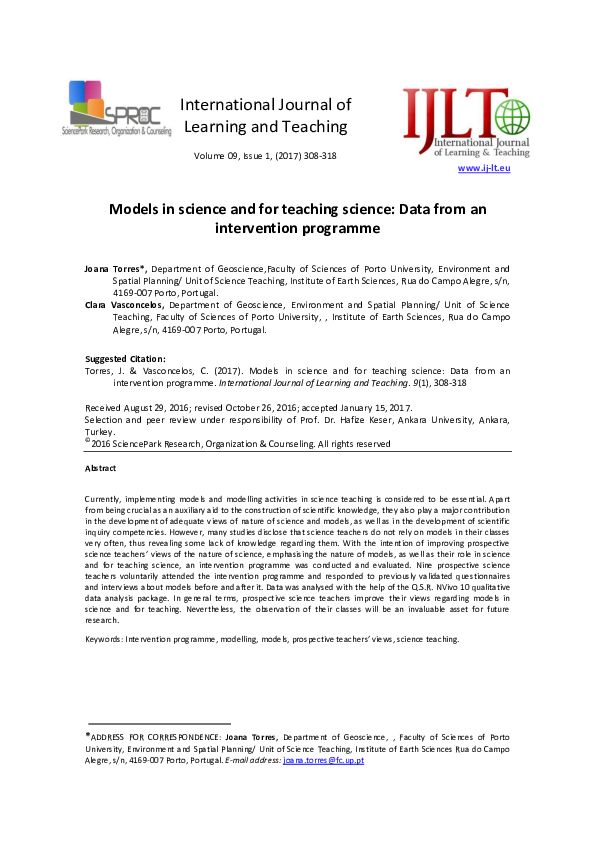 (PDF) Models in science and for teaching science: Data from an ...