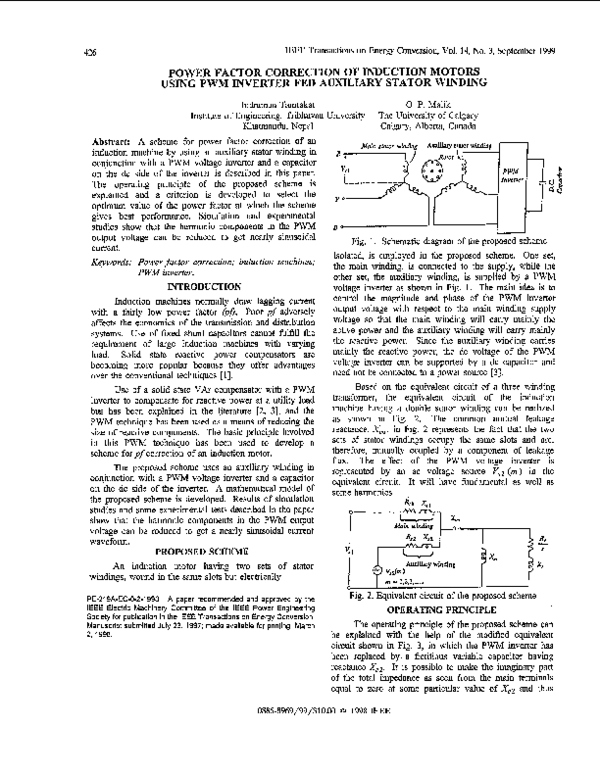 (PDF) POWER FACTOR CORRECTION OF INDUCTION MOTORS USING PWM INVERTER FED AUXILIARY STATOR