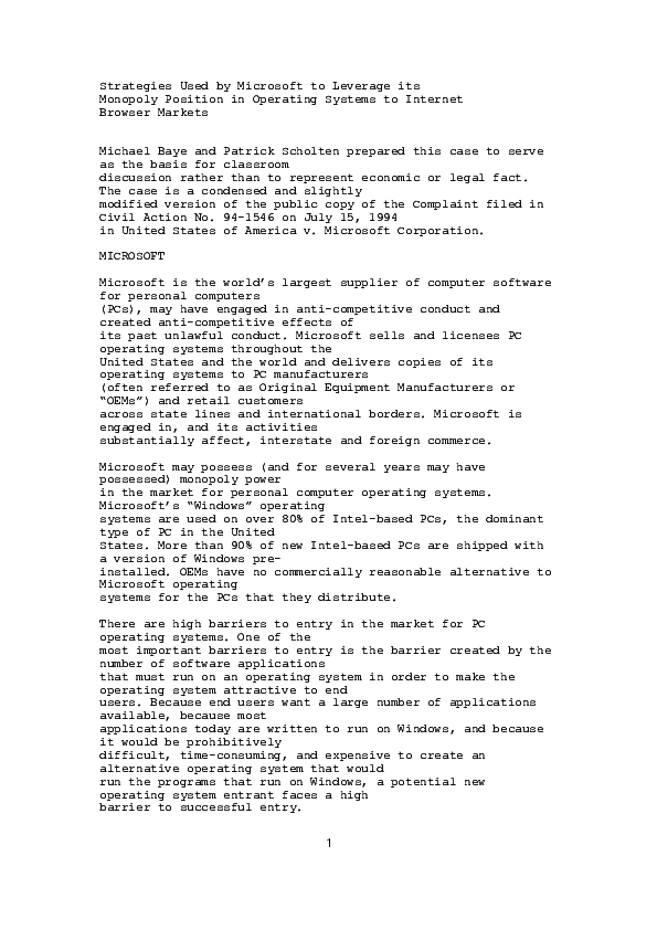 Essay microsoft monopoly picture