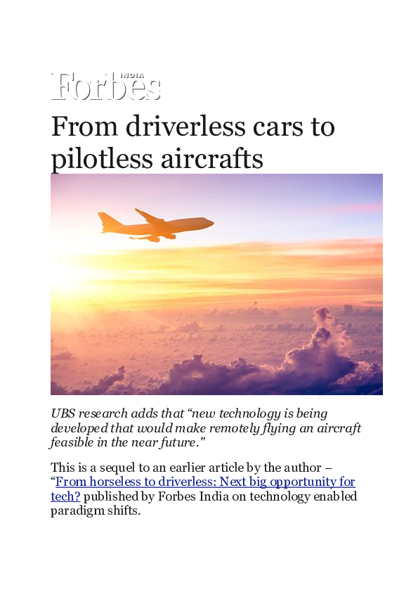 (DOC) From driverless cars to pilotless aircrafts