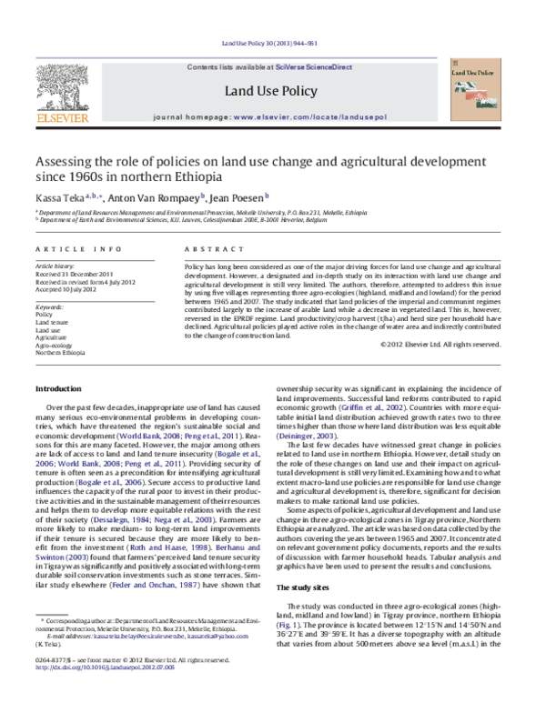 (PDF) Assessing the role of policies on land use change and ...