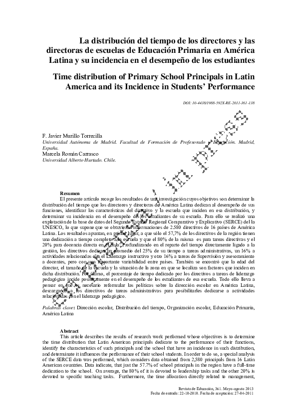 (PDF) Time distribution of Primary School Principals in Latin America ...