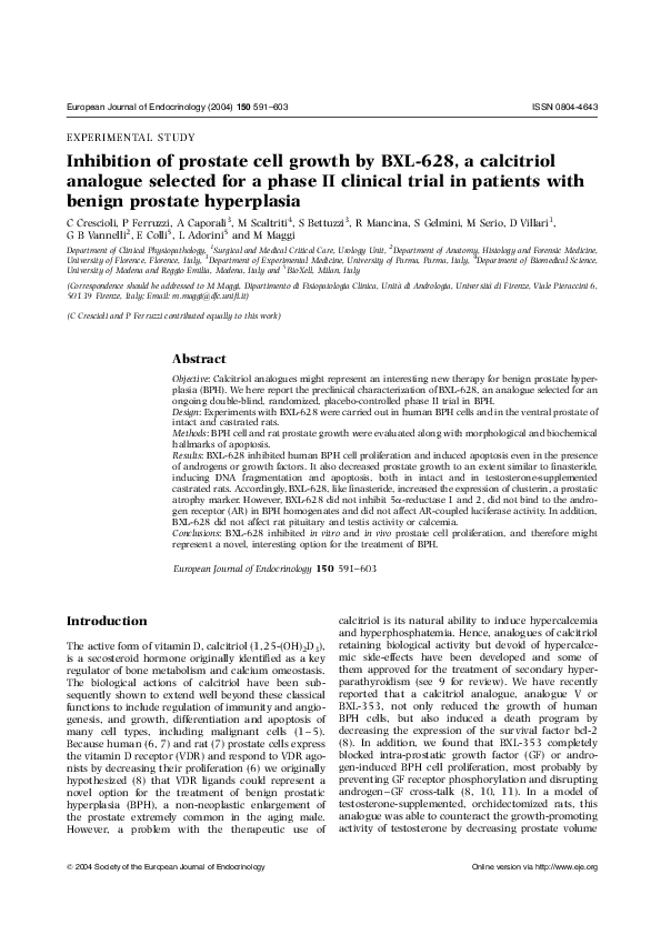 (PDF) Inhibition of prostate cell growth by BXL-628, a calcitriol ...
