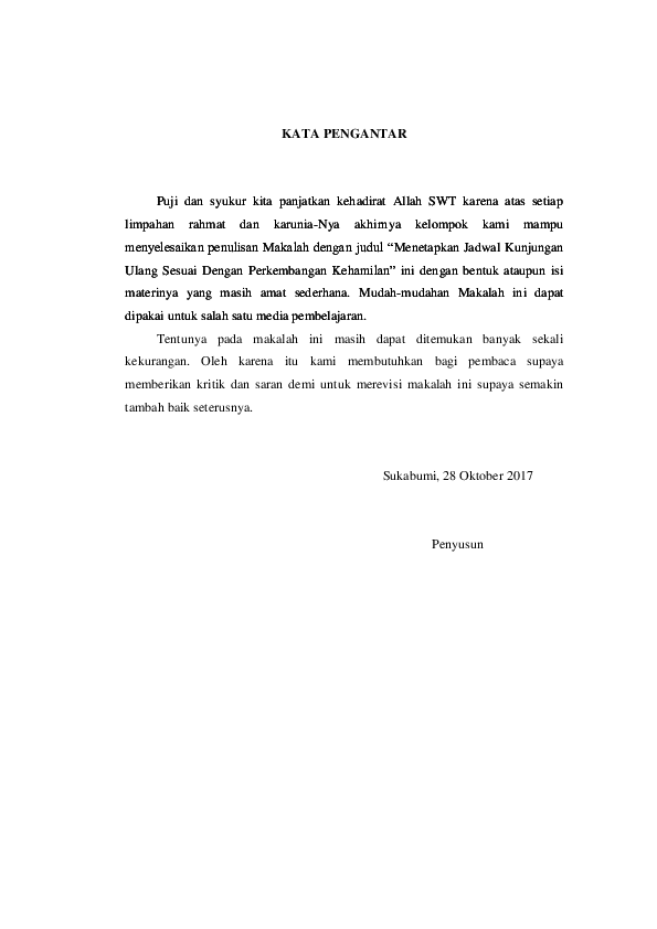 Contoh Kata Pengantar Makalah Asuhan Kebidan Pada Ibu