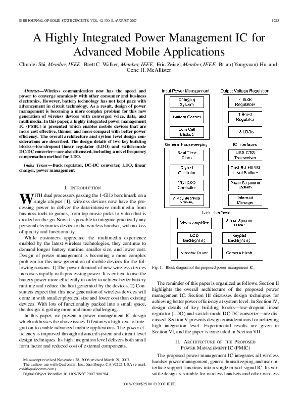 (PDF) A Highly Integrated Power Management IC for Advanced Mobile ...