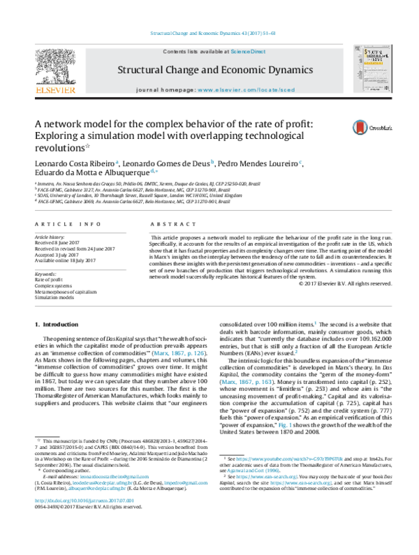 (PDF) A network model for the complex behavior of the rate of profit ...