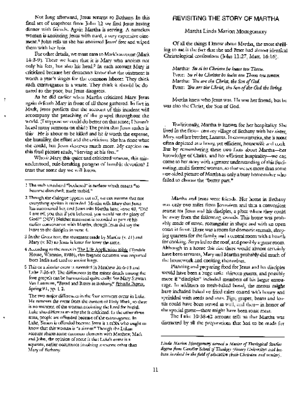 (PDF) Revisiting the Story of Martha CBE International (Publisher