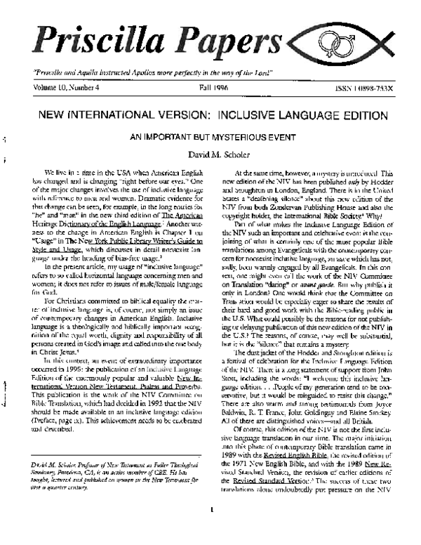 (PDF) New International Version: Inclusive Language Edition: An ...