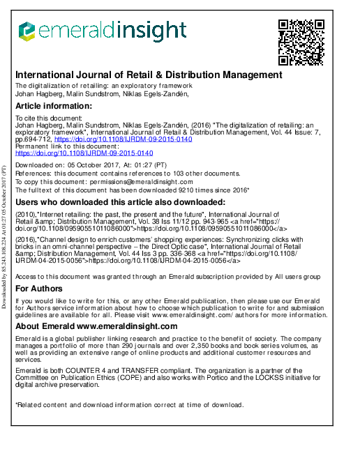 (PDF) International Journal of Retail & Distribution Management Article
