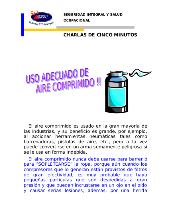  DOC SEGURIDAD INTEGRAL Y SALUD OCUPACIONAL CHARLAS DE CINCO MINUTOS 