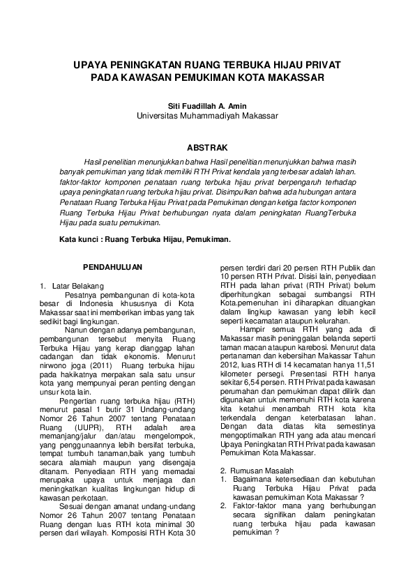 (PDF) UPAYA PENINGKATAN RUANG TERBUKA HIJAU PRIVAT PADA KAWASAN