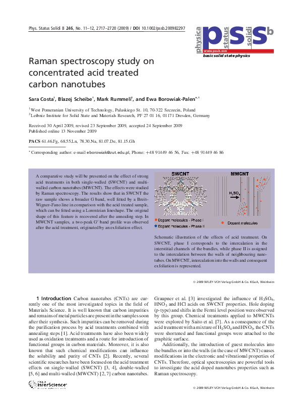 (PDF) Raman spectroscopy study on concentrated acid treated carbon ...