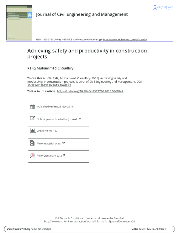 (PDF) Achieving safety and productivity in construction projects