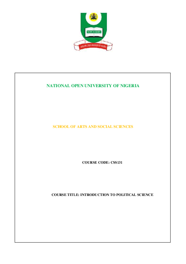 (PDF) NATIONAL OPEN UNIVERSITY OF NIGERIA SCHOOL OF ARTS AND SOCIAL
