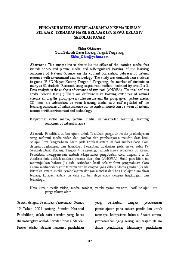 (PDF) PENGARUH MEDIA PEMBELAJARAN DAN KEMANDIRIAN BELAJAR TERHADAP