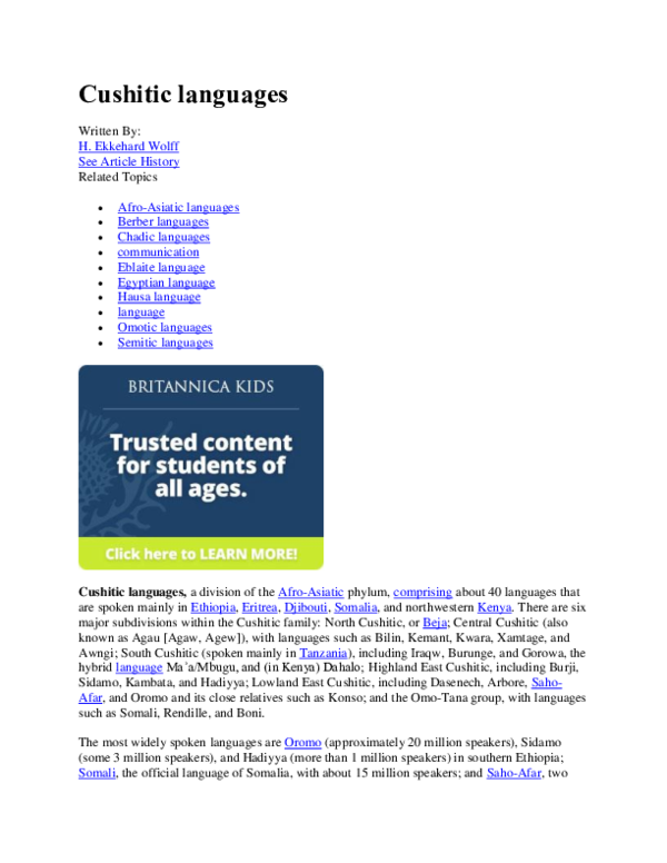 (DOC) Cushitic languages