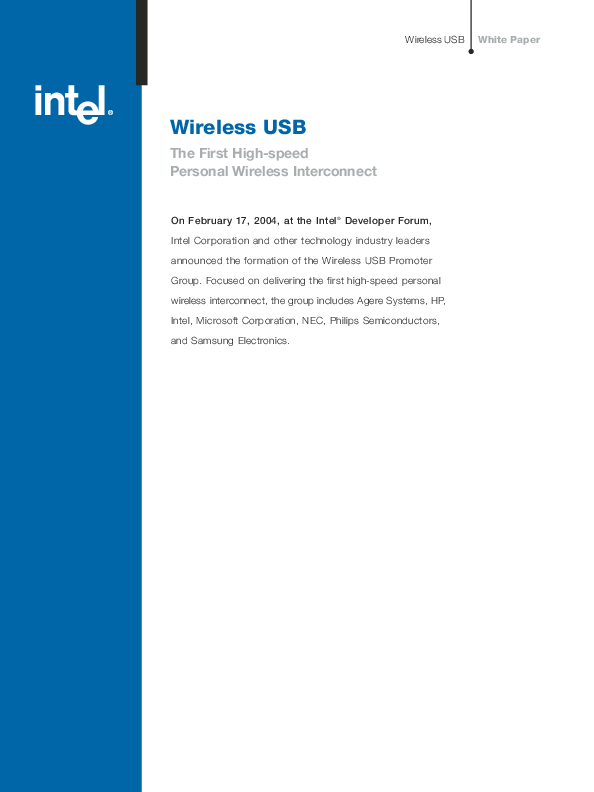 (PDF) Wireless USB The First High-speed Personal Wireless Interconnect