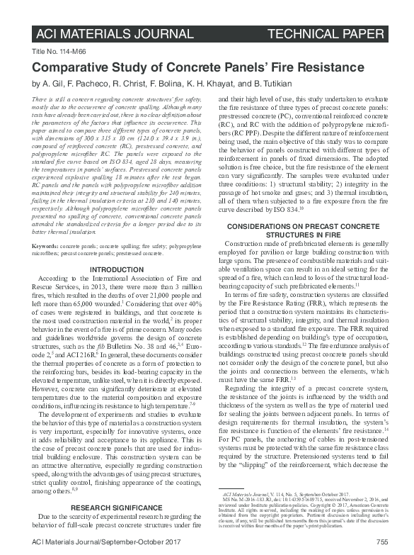 (PDF) Comparative Study of Concrete Panels’ Fire Resistance