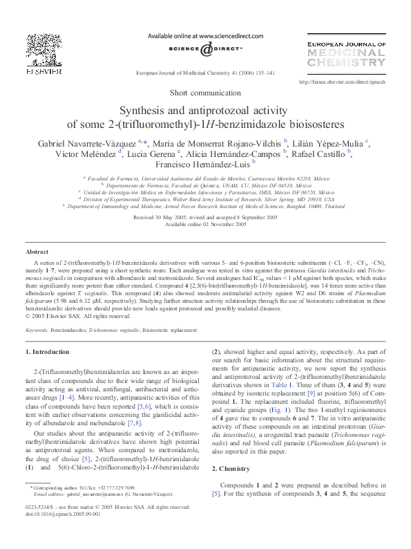 (PDF) Synthesis and antiprotozoal activity of some 2-(trifluoromethyl ...