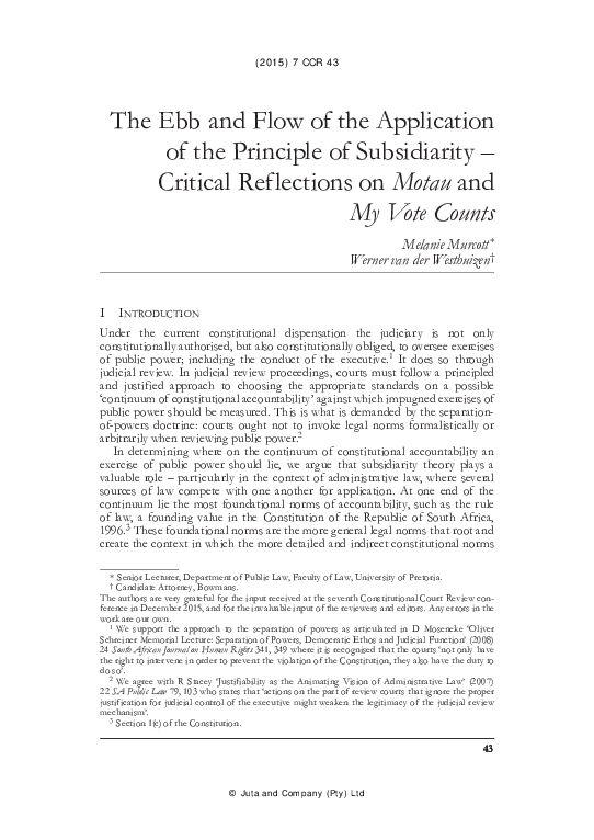 (PDF) The Ebb and Flow of the Application of the Principle of