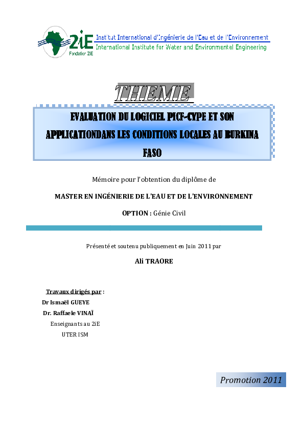 Memoire Pour L Obtention Du Diplome De Master D Ingenierie En