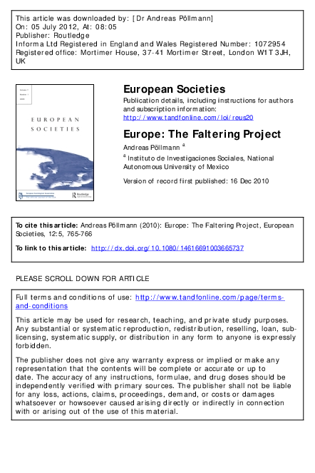 Europe: The Faltering Project
