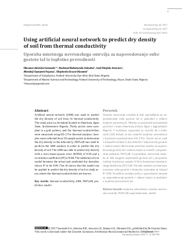 (PDF) Using artificial neural network to predict dry density of soil ...