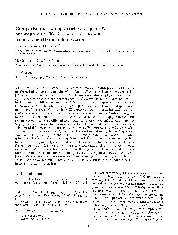 (PDF) Comparison of two approaches to quantify anthropogenic CO 2 in ...