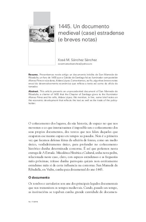 (PDF) Un documento medieval (case) estradense (e breves notas) | Xosé M ...