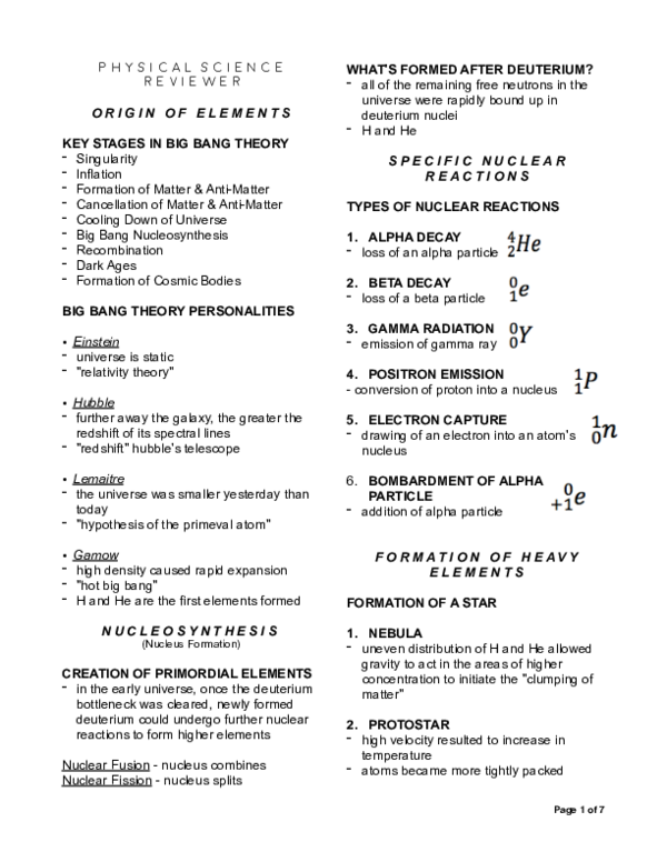 Earth And Life Science Grade 12 Reviewer 1st Quarter