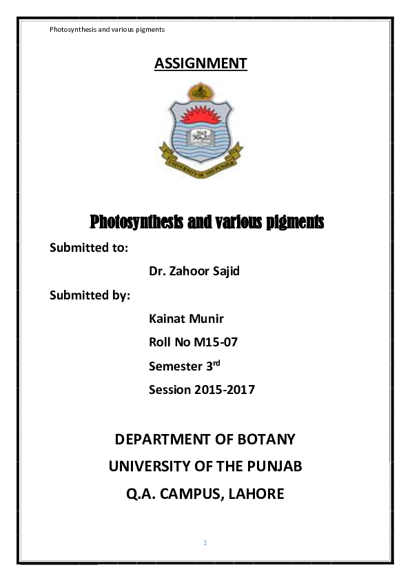 Four photosynthetic pigments picture