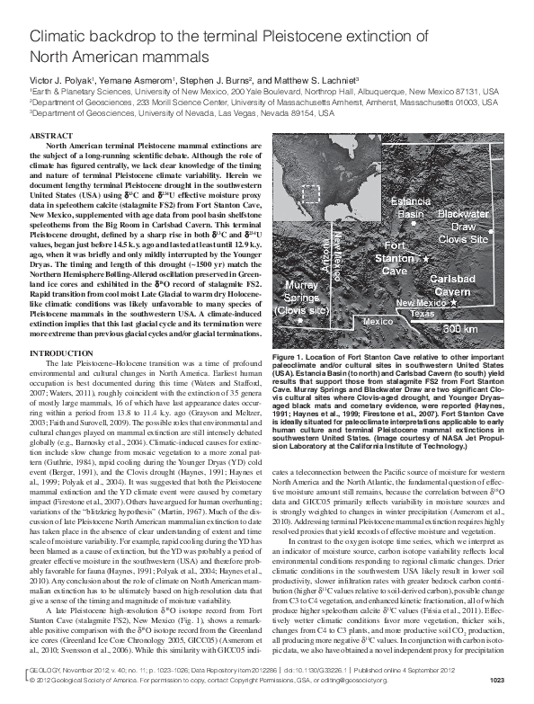 (PDF) Climatic backdrop to the terminal Pleistocene extinction of North