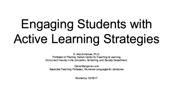 (PDF) Engaging Students with Active Learning Strategies