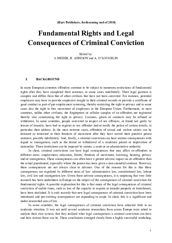 (PDF) Fundamental Rights and Legal Consequences of Criminal Conviction