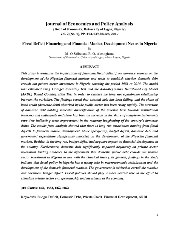 (PDF) Fiscal Deficit Financing and Financial Market Development Nexus ...