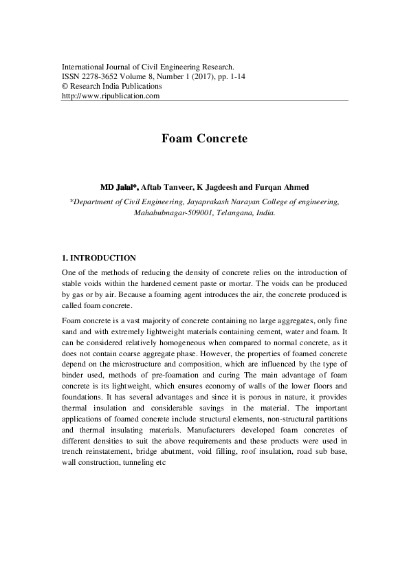 (PDF) Foam Concrete Sheikh Denial Academia.edu