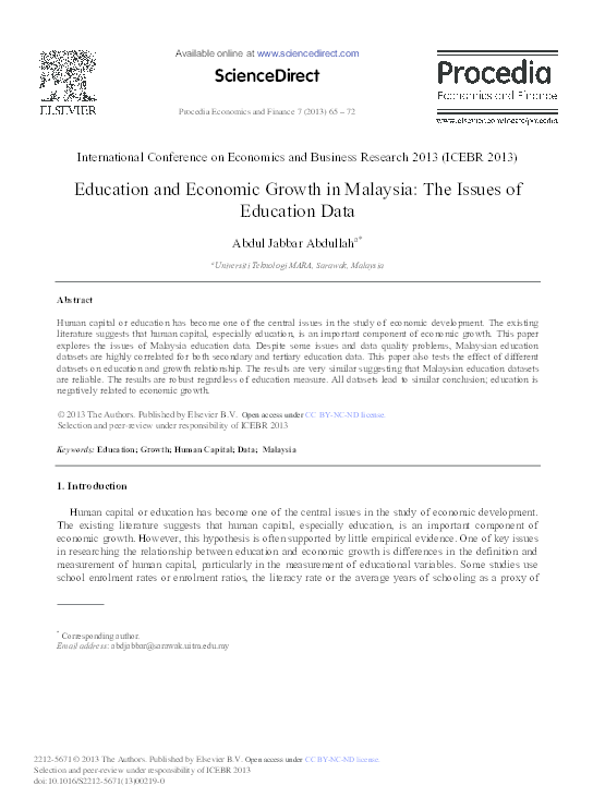(PDF) Education and Economic Growth in Malaysia: The Issues of ...