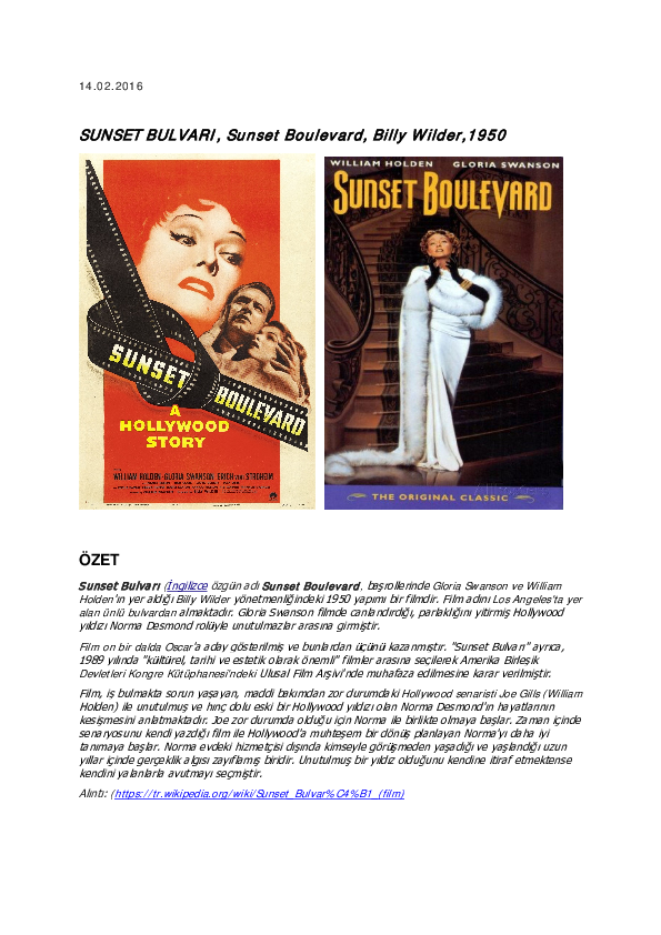 (PDF) SUNSET BULVARI_Sunset Boulevard_ Billy Wilder_1950