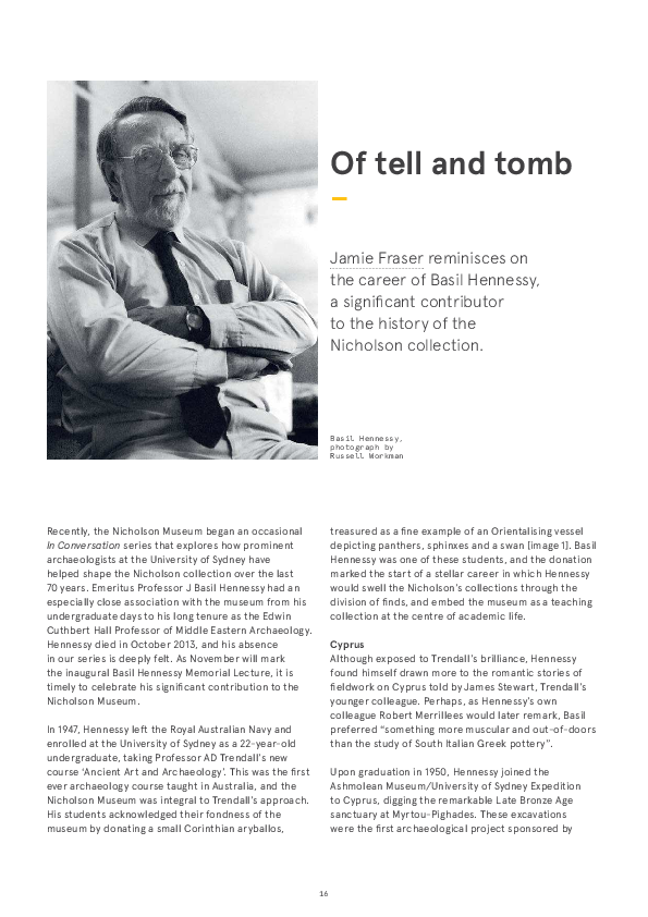 (PDF) Of Tell and Tomb Basil Hennessy and the Nicholson Museum James