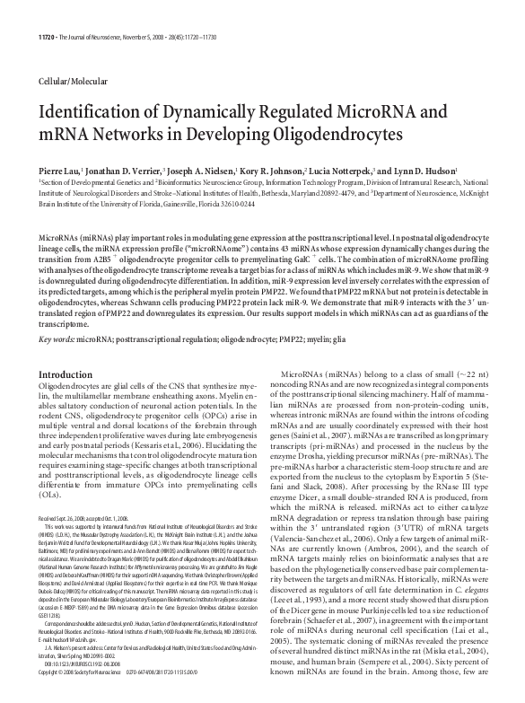 (PDF) Identification of Dynamically Regulated MicroRNA and mRNA ...