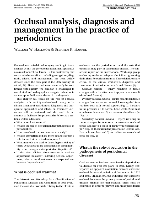 (PDF) Occlusal analysis, diagnosis and management in the practice of
