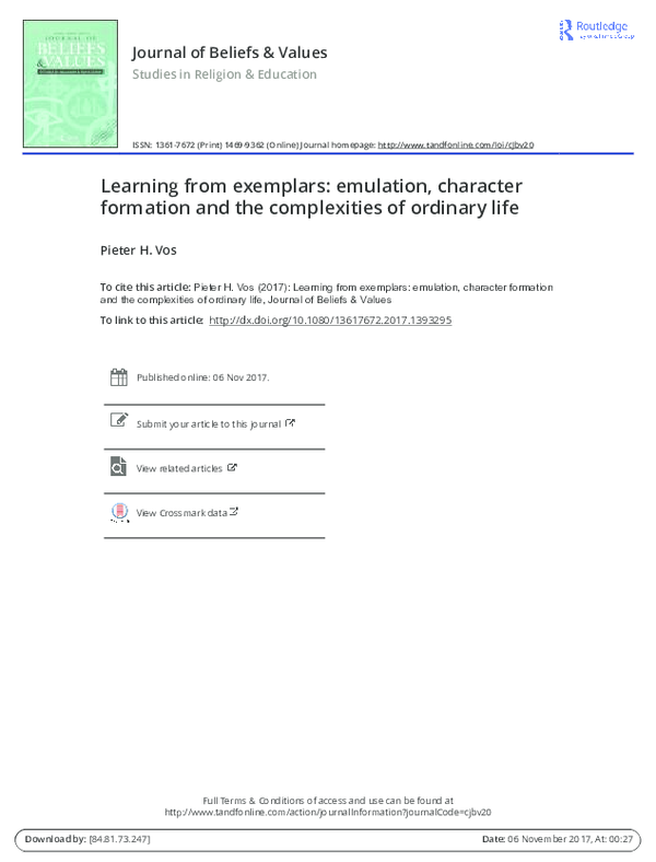 (PDF) Learning from Exemplars: Emulation, Character Formation and the ...
