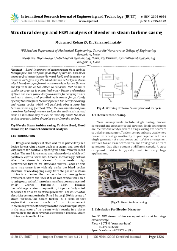 (PDF) Structural design and FEM analysis of bleeder in steam turbine casing