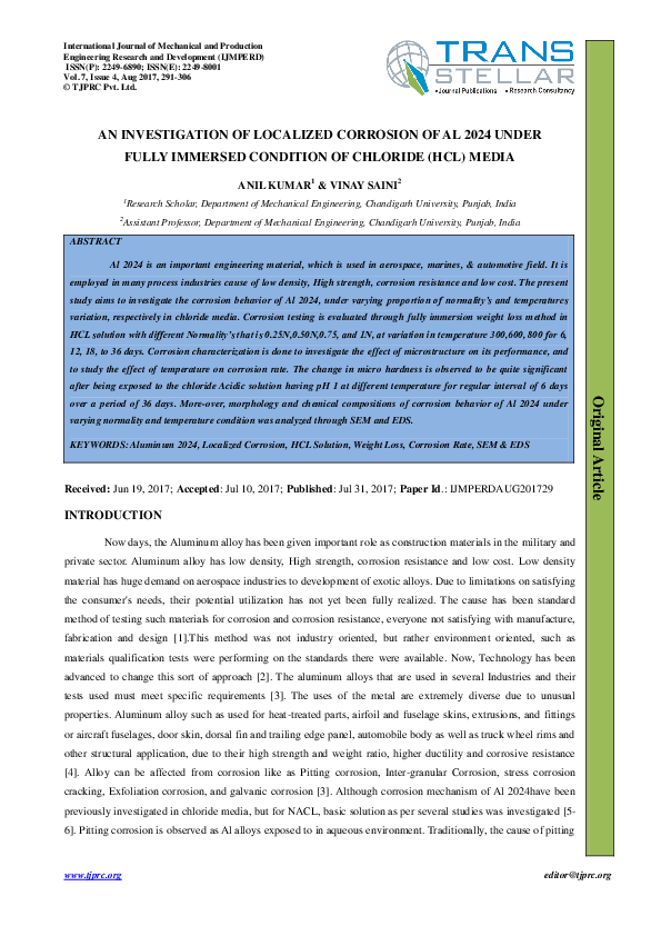 (PDF) AN INVESTIGATION OF LOCALIZED CORROSION OF AL 2024 UNDER FULLY