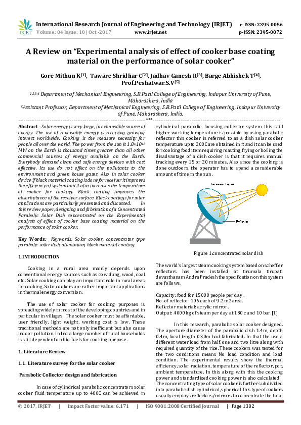 (PDF) A Review on " Experimental analysis of effect of cooker base
