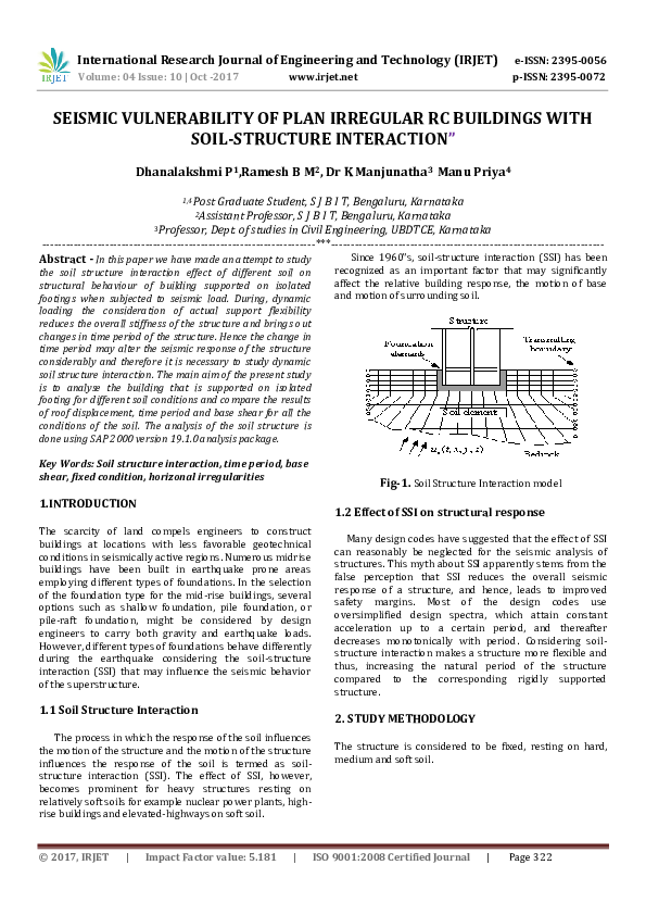 (PDF) SEISMIC VULNERABILITY OF PLAN IRREGULAR RC BUILDINGS WITH SOIL ...