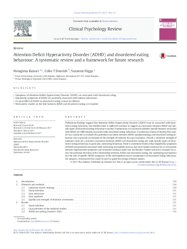 (PDF) Attention Deficit Hyperactivity Disorder (ADHD) and disordered ...