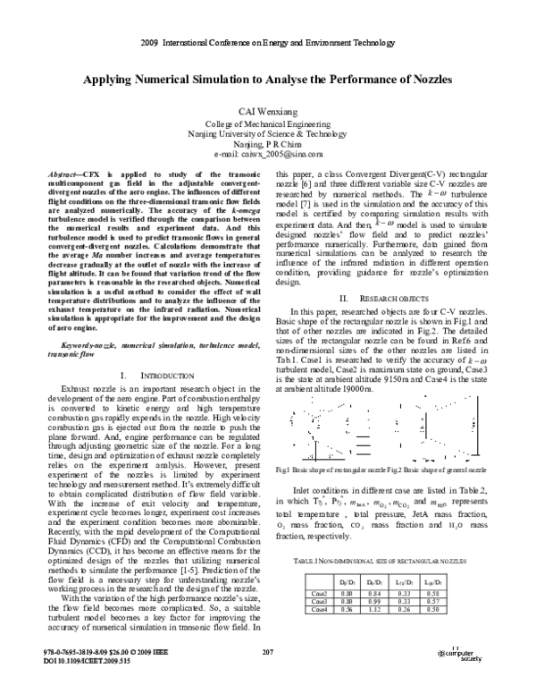 (PDF) Applying Numerical Simulation to Analyse the Performance of Nozzles