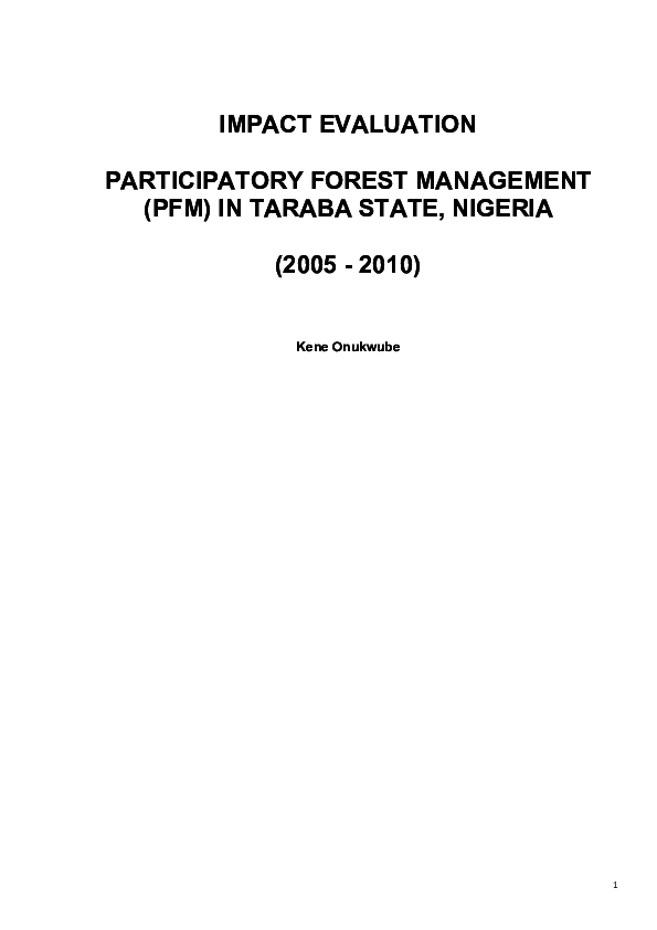 (PDF) IMPACT EVALUATION PARTICIPATORY FOREST MANAGEMENT (PFM) IN TARABA ...