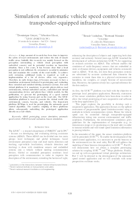 (PDF) Simulation of automatic vehicle speed control by transponder ...